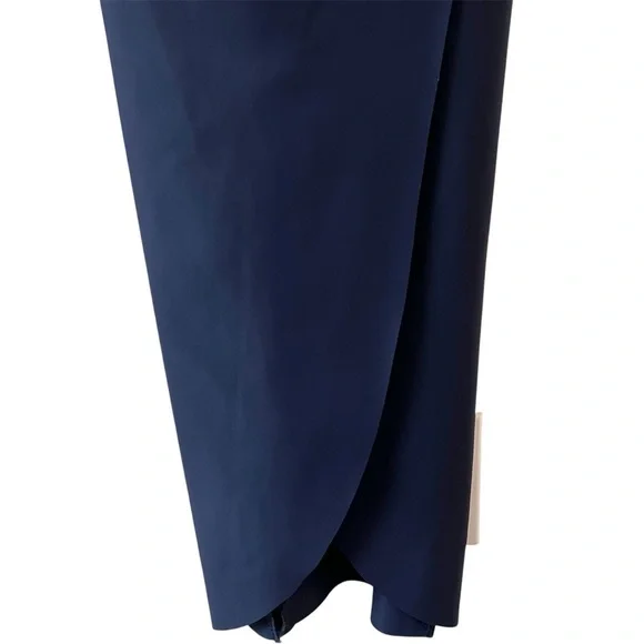 NWT Alex Evenings Navy Side Drape Tulip Hem Column Gown Size 4 Embellished